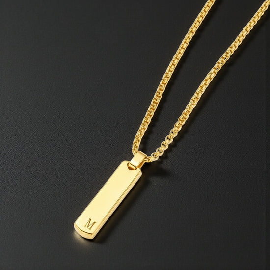 The Obsidian Initial Bar Necklace