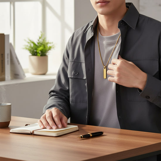 The Obsidian Initial Bar Necklace